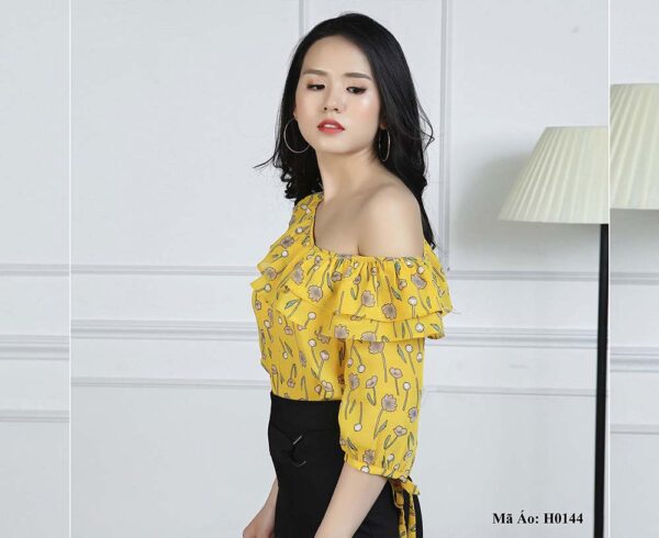 Áo hoa một vai tay lỡ Paltex H0144 (viền bèo nhún)