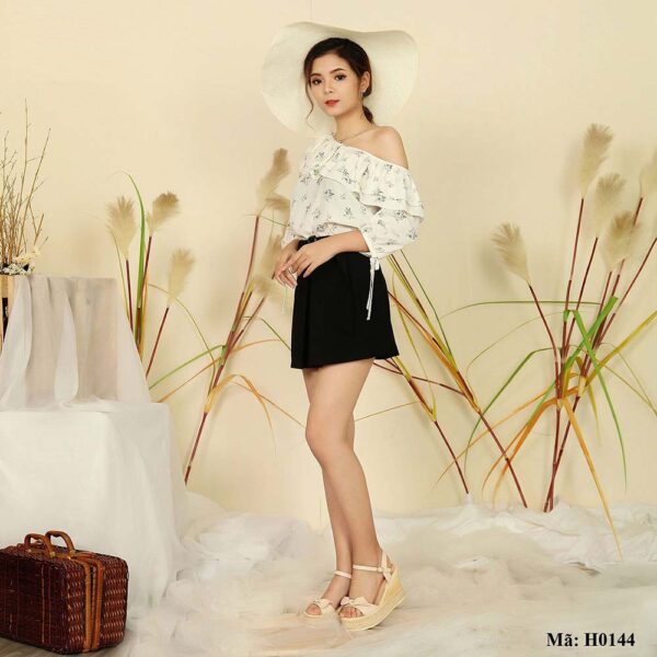 Áo hoa một vai tay lỡ Paltex H0144 (viền bèo nhún) - Ảnh 5