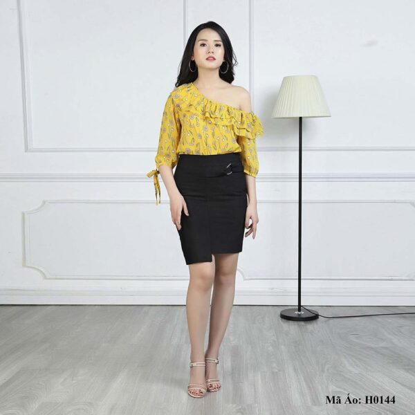 Áo hoa một vai tay lỡ Paltex H0144 (viền bèo nhún) - Ảnh 6