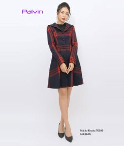 Áo khoác nữ cao cấp Paltex T0989 (dạ kẻ có mũ)