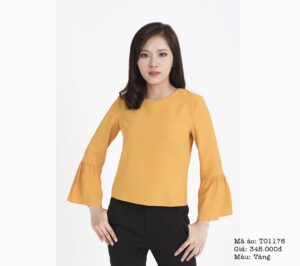 Áo nữ thời trang cổ tròn khóa đồng Paltex T01176