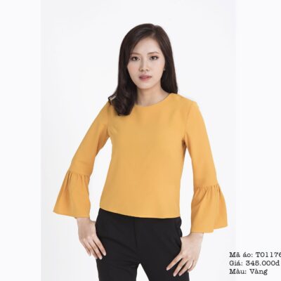 Áo nữ thời trang cổ tròn khóa đồng Paltex T01176