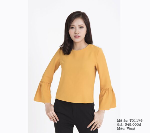 Áo nữ thời trang cổ tròn khóa đồng Paltex T01176
