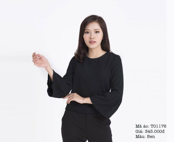Áo nữ thời trang cổ tròn khóa đồng Paltex T01176 - Ảnh 2