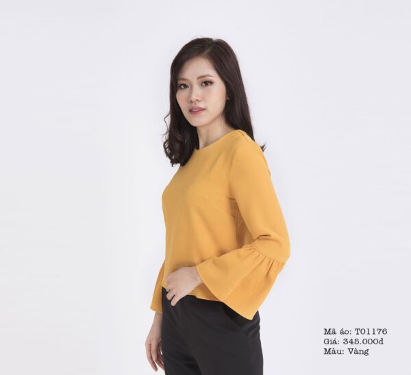 Áo nữ thời trang cổ tròn khóa đồng Paltex T01176 - Ảnh 5