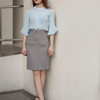 Sơ mi nữ kiểu đẹp Paltex PTAS27 (cổ tròn, tay lỡ)