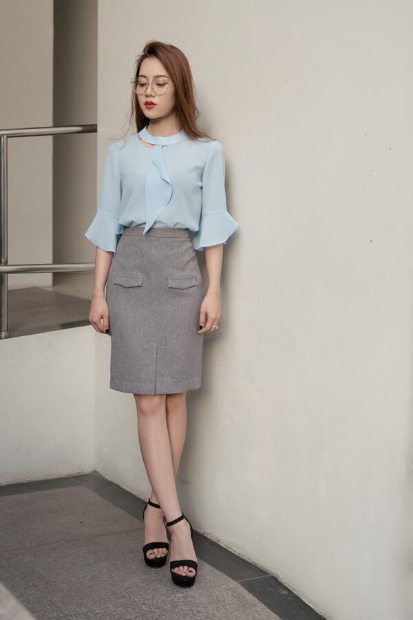 Sơ mi nữ kiểu đẹp Paltex PTAS27 (cổ tròn, tay lỡ)