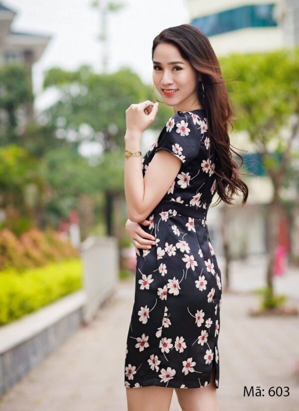 Đầm công sở cổ tim Paltex 0603 (vải lụa) - Ảnh 4