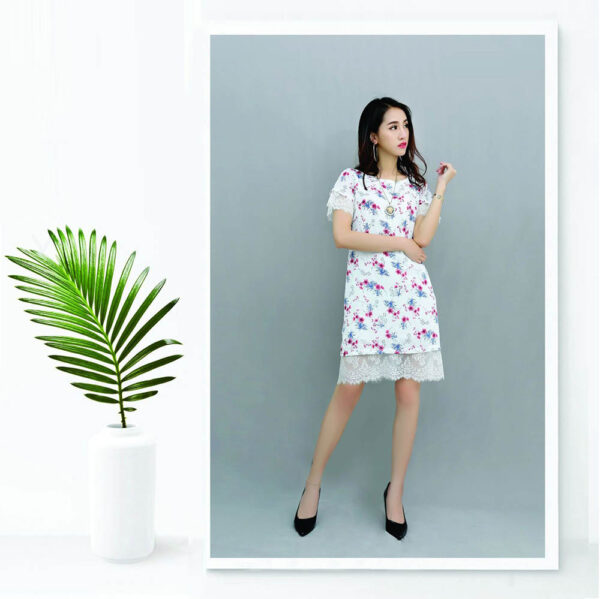 Đầm voan hoa công sở dáng suông Paltex 638