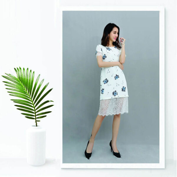 Đầm voan hoa công sở dáng suông Paltex 638 - Ảnh 2