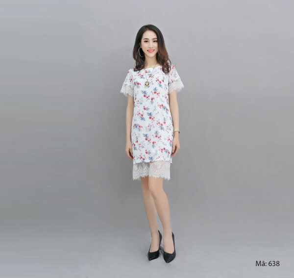 Đầm voan hoa công sở dáng suông Paltex 638 - Ảnh 4