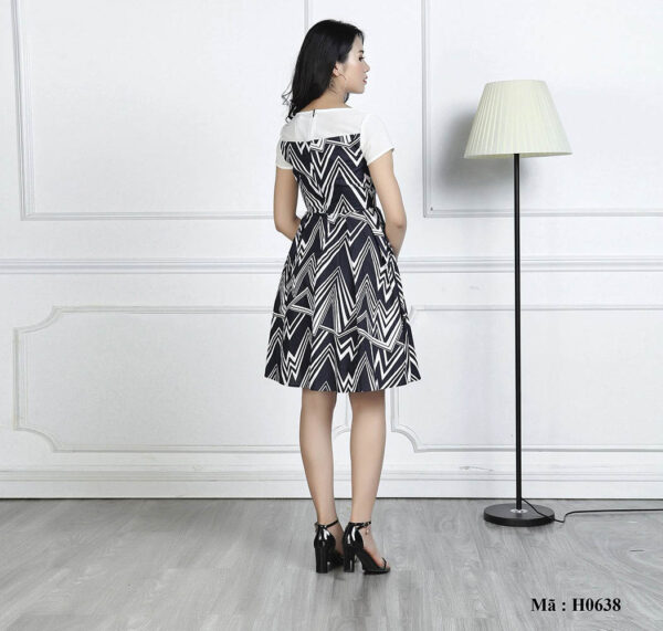 Đầm xòe họa tiết Paltex H0638 (đầm xếp ly tay ngắn) - Ảnh 4