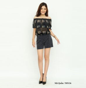 Short kẻ nữ cao cấp Paltex T05136