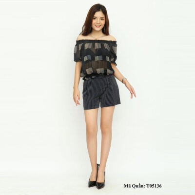 Short kẻ nữ cao cấp Paltex T05136