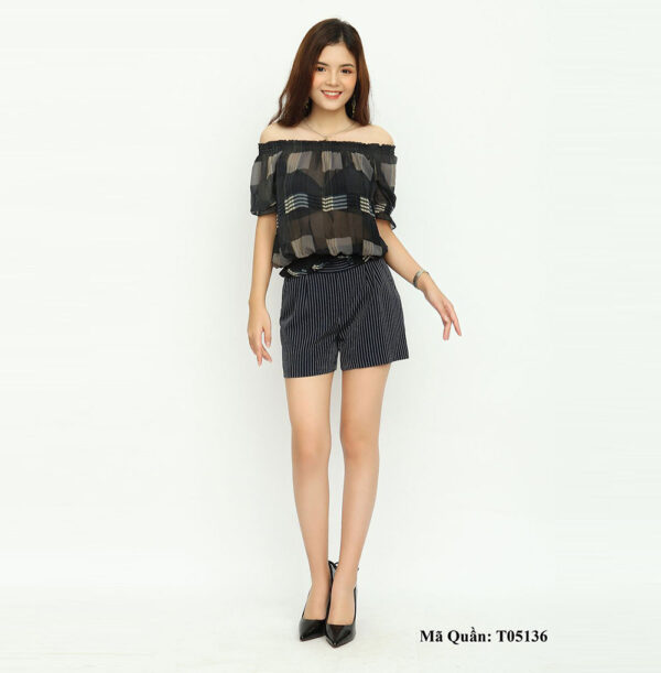 Short kẻ nữ cao cấp Paltex T05136