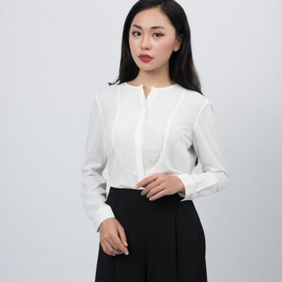 Sơ mi nữ cao cấp Paltex PTAS19 (không cổ, tay dài)