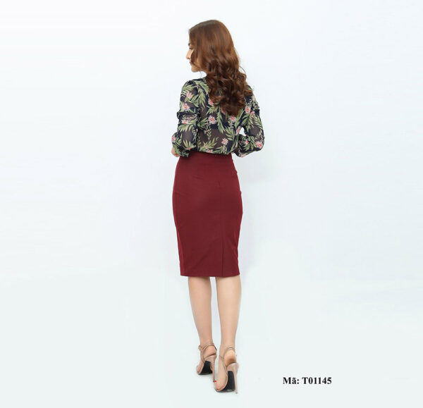 Sơ mi nữ cổ tim Paltex T01145 (áo hoa voan) - Ảnh 2