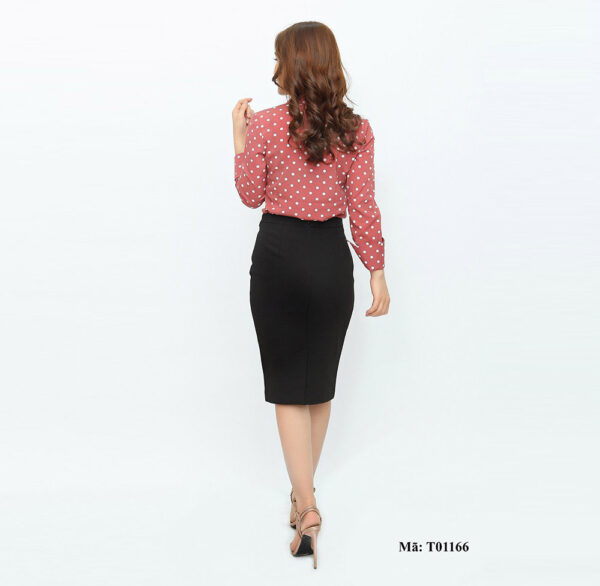 Sơ mi nữ dài tay cổ đức Paltex T01166 (họa tiết chấm bi đẹp) - Ảnh 4