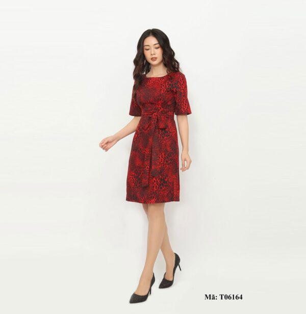 Váy da báo thắt nơ eo Paltex T06164 - Ảnh 4