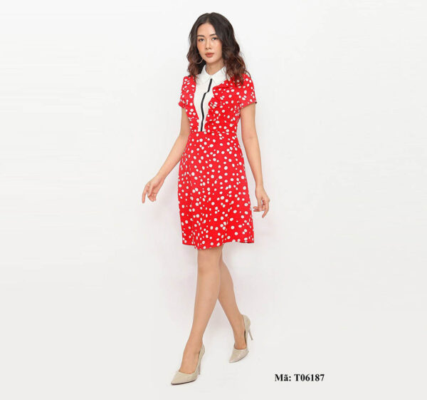 Váy đầm có cổ tay ngắn Paltex T06187 - Ảnh 4