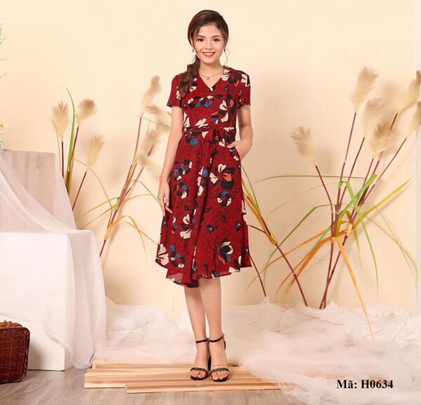 Váy (đầm) xòe cổ tim Paltex H0634 - Ảnh 2