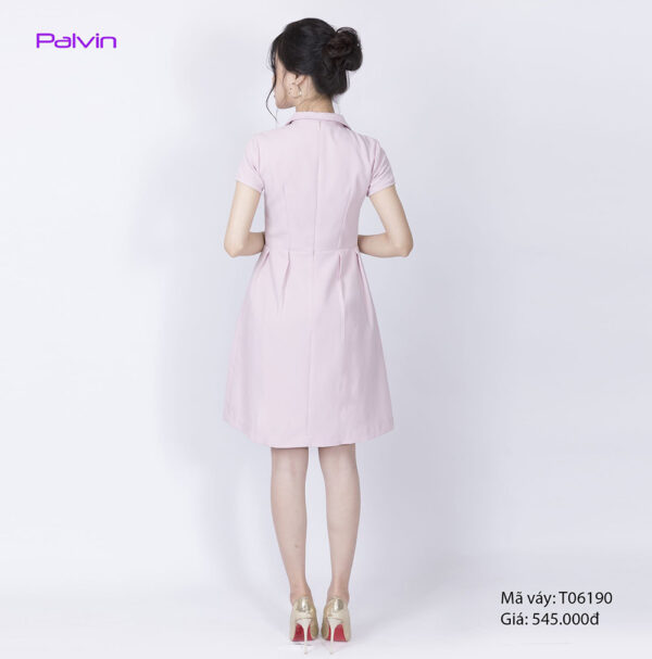 Váy đầm công sở cao cấp Paltex T06190 (cổ vest, chân váy xòe) - Ảnh 4