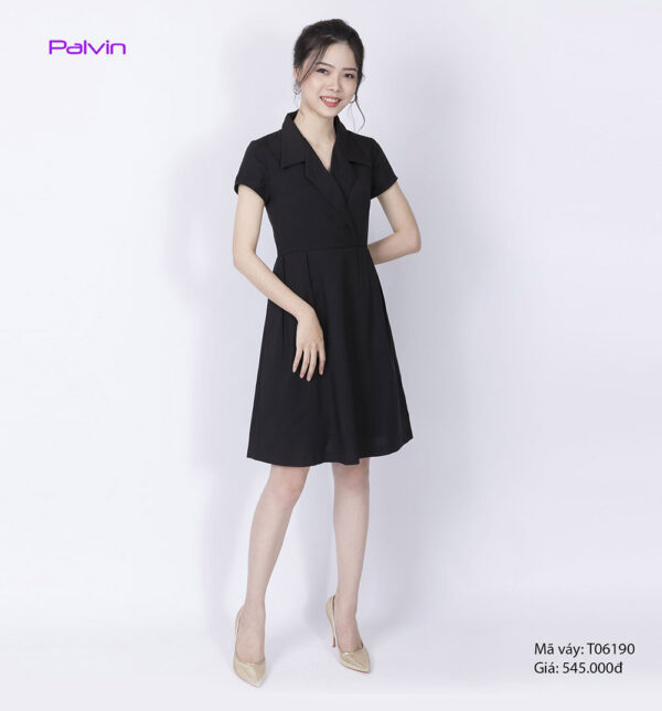 Váy đầm công sở cao cấp Paltex T06190 (cổ vest, chân váy xòe) - Ảnh 6