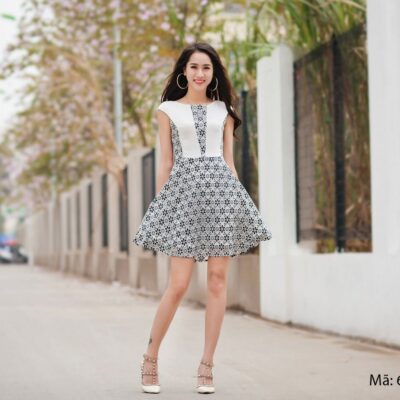 Váy đầm công sở ren hoa Paltex 0605 (váy dáng xòe)