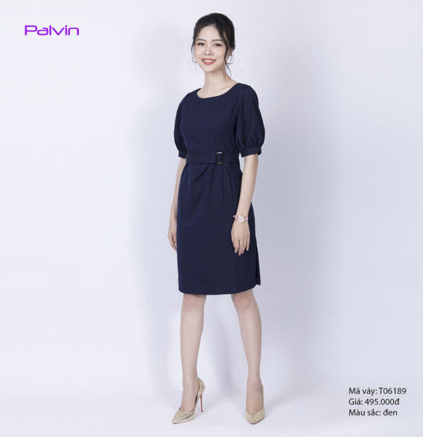 Váy đầm cao cấp Paltex T06189 (váy liền, cổ thuyền, tay lỡ) - Ảnh 2