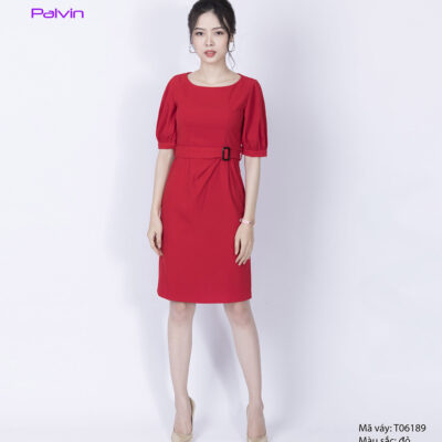 Váy đầm cao cấp Paltex T06189 (váy liền, cổ thuyền, tay lỡ)
