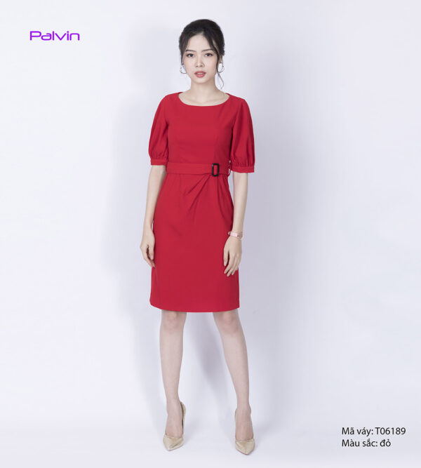 Váy đầm cao cấp Paltex T06189 (váy liền, cổ thuyền, tay lỡ)