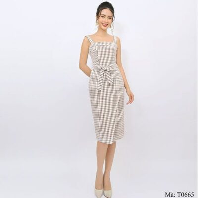 Váy hai dây kẻ caro Paltex T0665