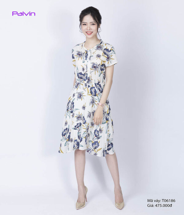 Váy hoa xinh Paltex T06186 (váy xòe tay ngắn)
