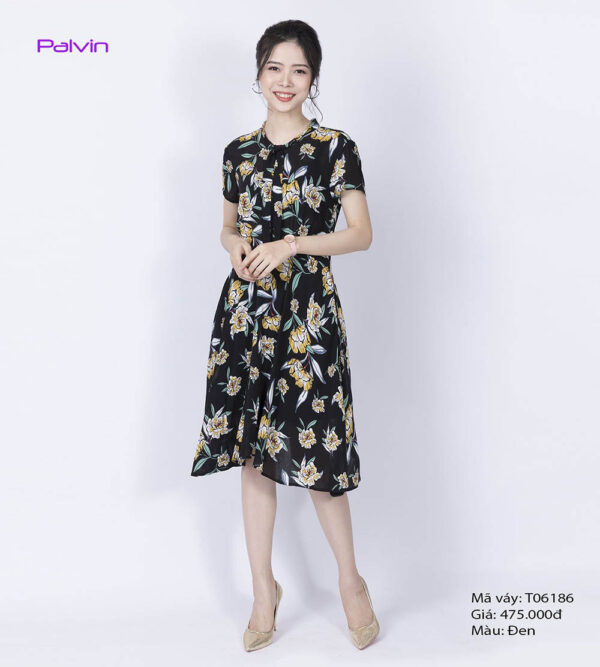Váy hoa xinh Paltex T06186 (váy xòe tay ngắn) - Ảnh 2