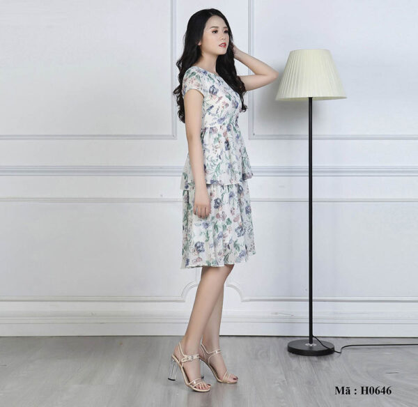Váy hoa xòe - đầm xòe tiểu thư H0646 - Ảnh 3