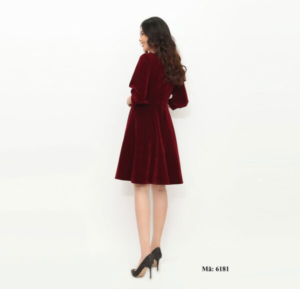 Váy nhung cao cấp Paltex T06181 (váy xòe, tay lửng) - Ảnh 3