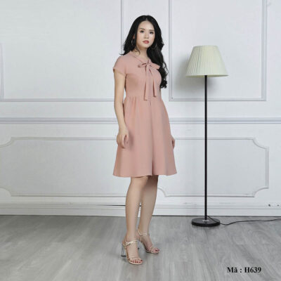 Váy xòe công sở Paltex H0639 (dáng xòe, tay ngắn)
