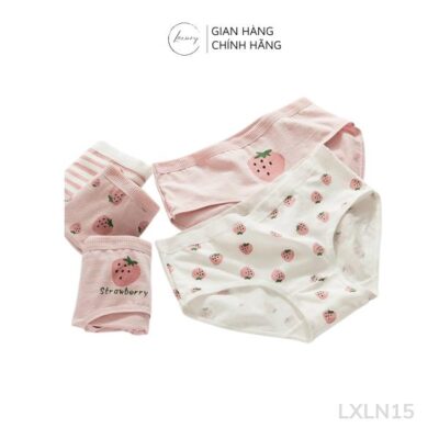 Quần lót nữ Laxury cotton dành cho bé gái họa tiết dâu hồng LXLN15
